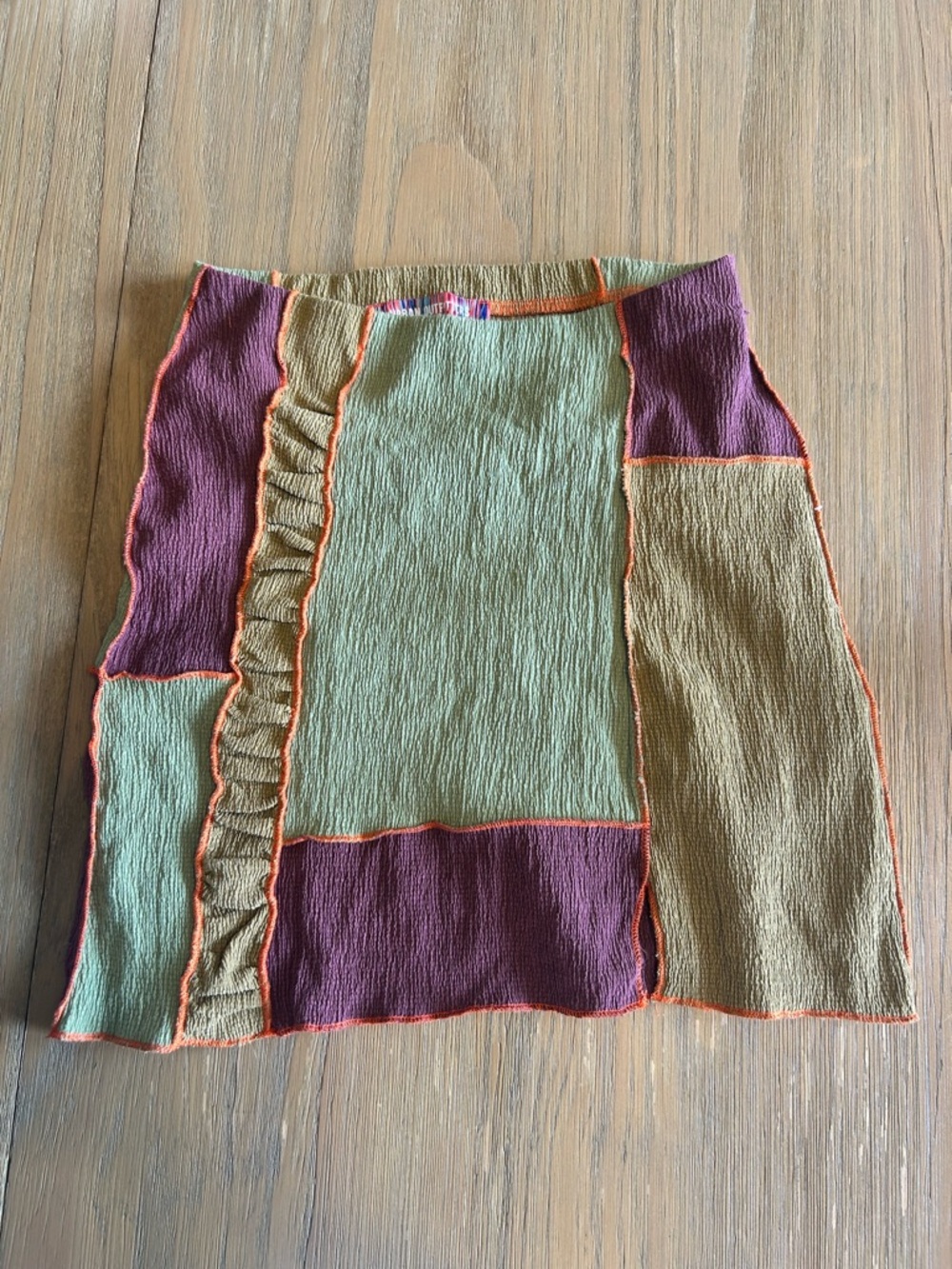 Urban Outfitters Olive, Mauve & Orange Patchwork Mini Skirt